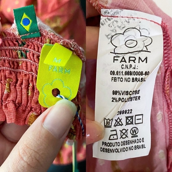 Farm Rio Dress Coqeuirissimo Metallic Palm Trees Maxi Summer Beach Pink M NWT - Picture 6 of 8